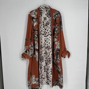 Chico's Brown Floral Open-Front Top